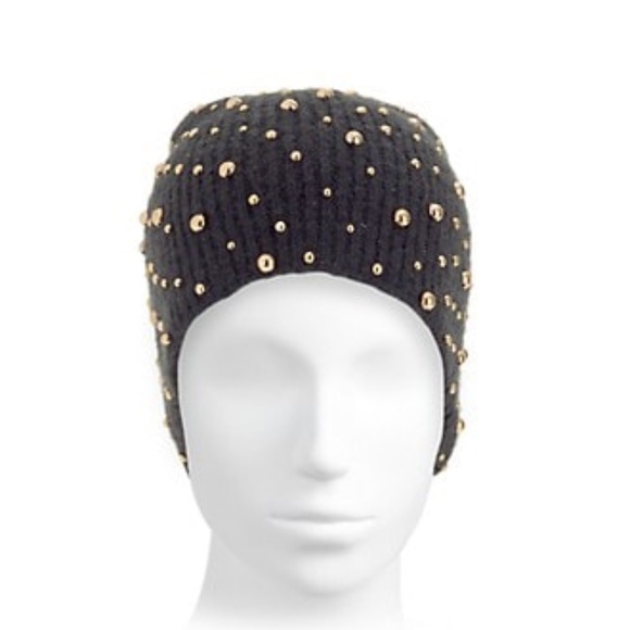 Jennifer Behr Black Mohair Studded Beanie - Picture 5 of 7